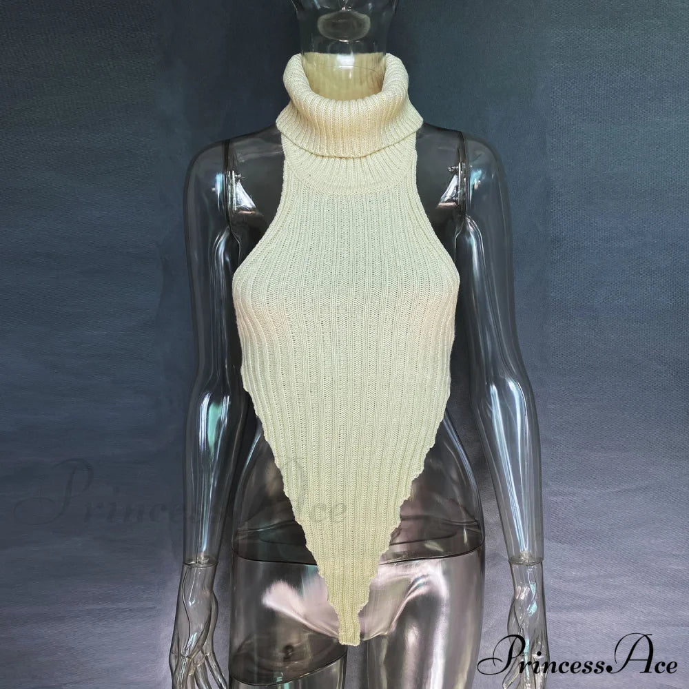 Knitted Turtleneck Stylish Backless Crop Top image 15