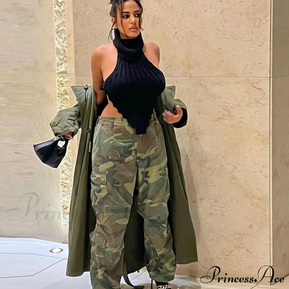 Knitted Turtleneck Stylish Backless Crop Top image 25