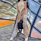 Knitted Turtleneck Stylish Backless Crop Top image 20