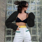 Knitted Ultra Short Sweater Cardigan Coat image 4