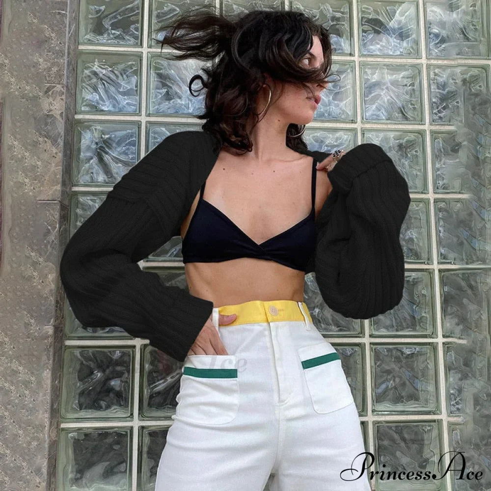 Knitted Ultra Short Sweater Cardigan Coat image 4