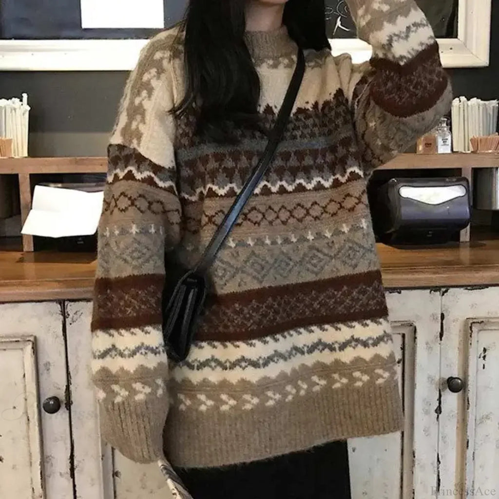 Korean Style Striped Loose Pullover Sweater image 4