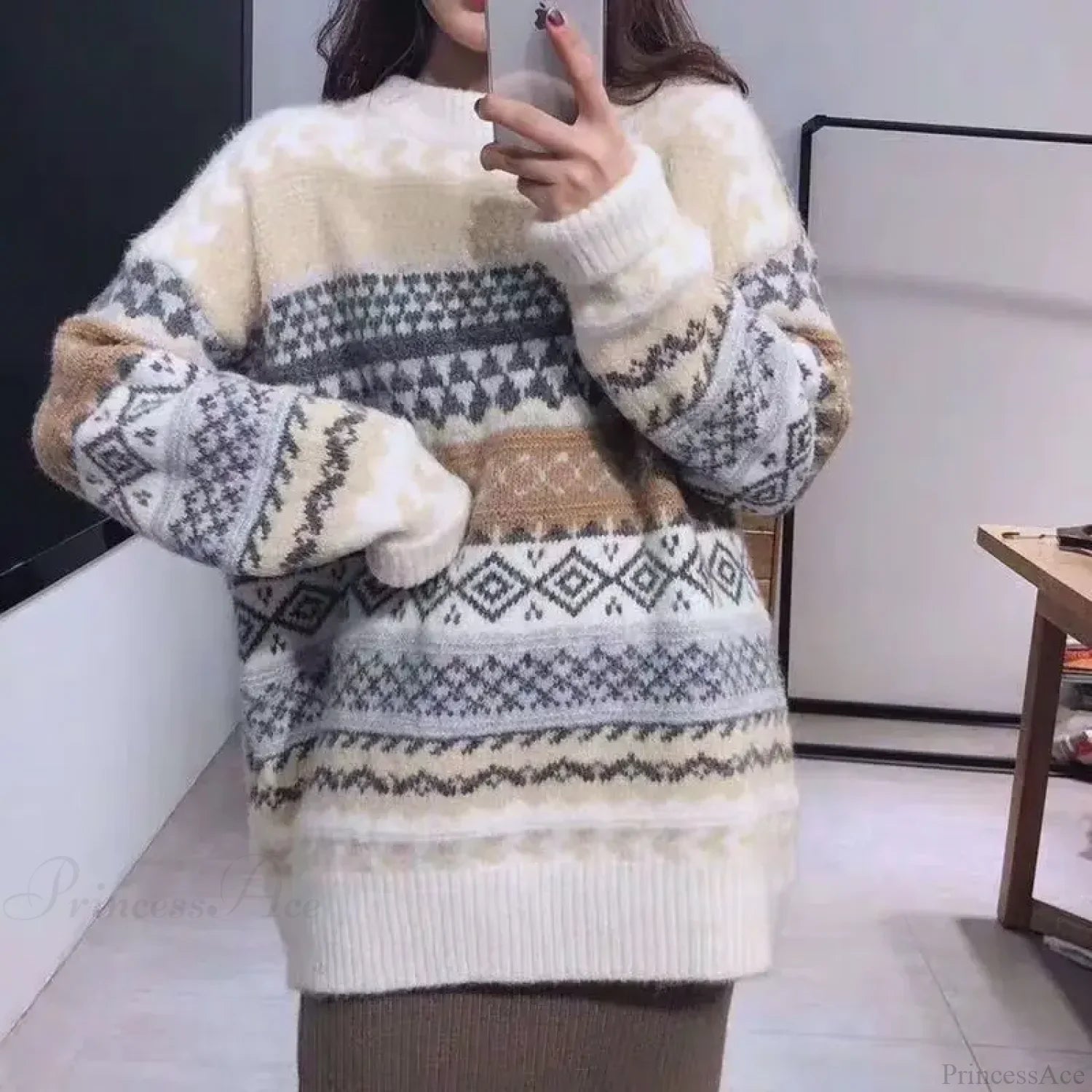 Korean Style Striped Loose Pullover Sweater image 6