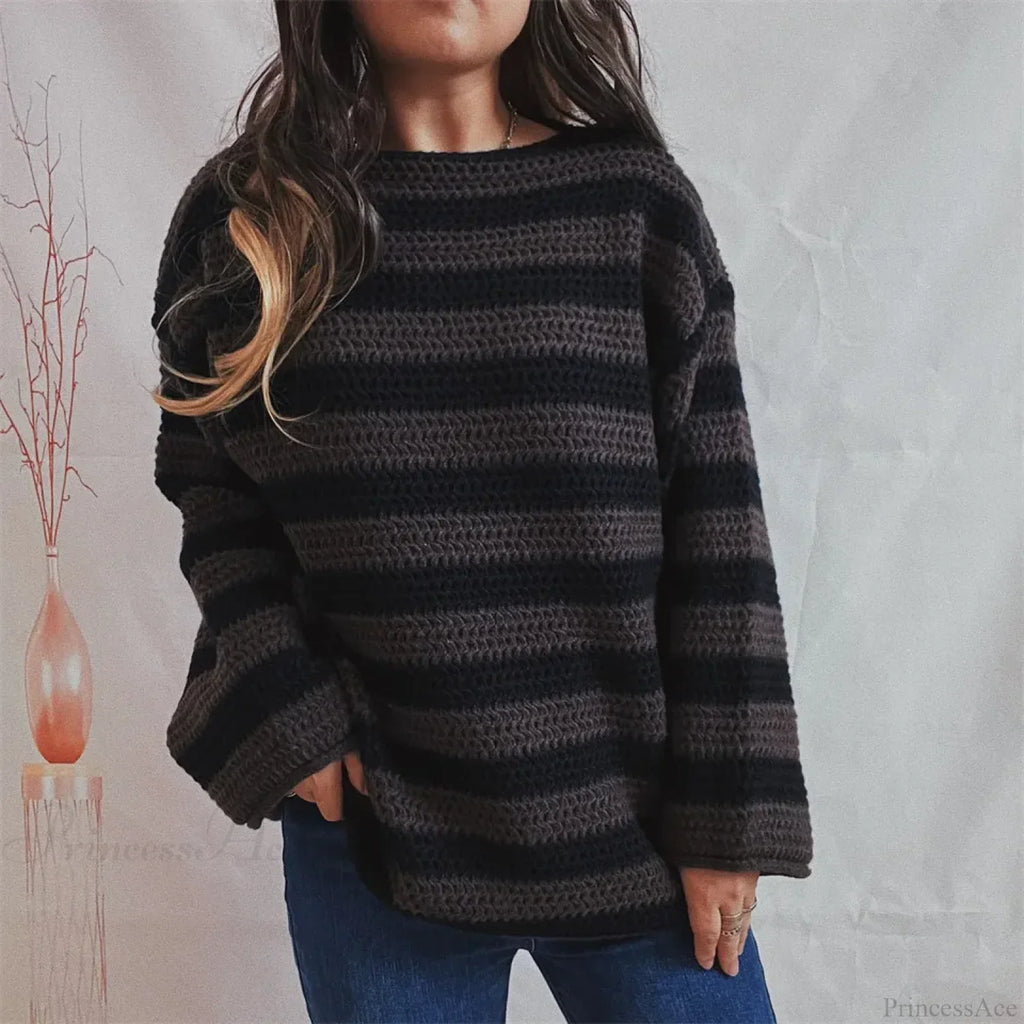 Korean Style Striped Oversized Sweater image 8