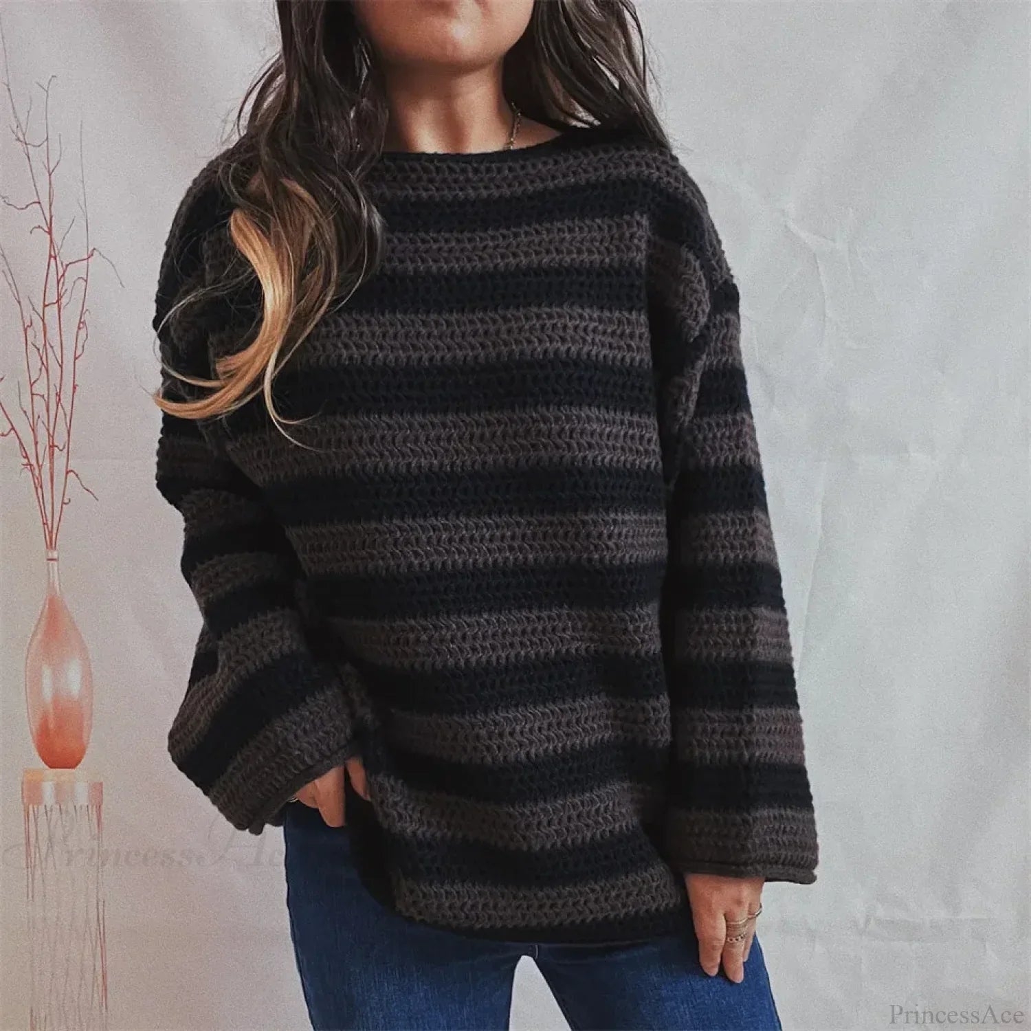 Korean Style Striped Oversized Sweater image 8