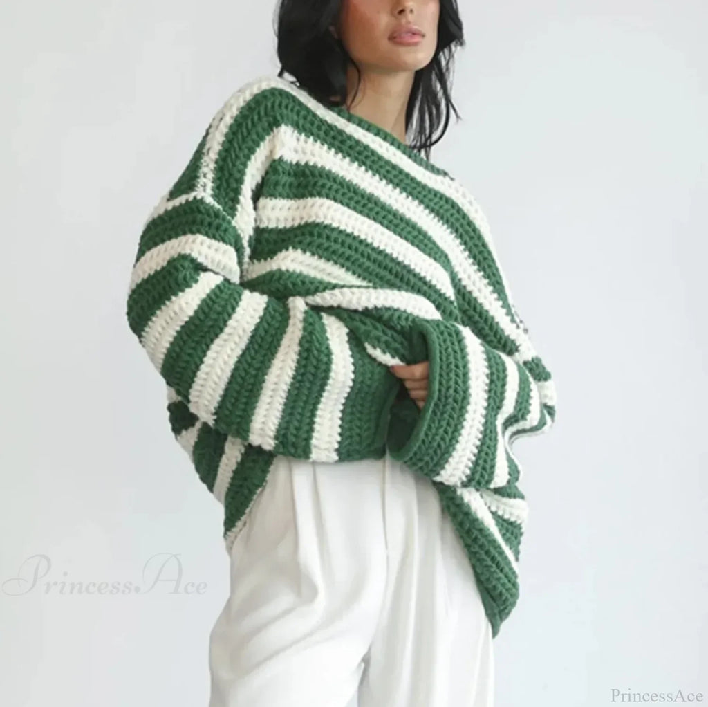 Korean Style Striped Oversized Sweater image 7