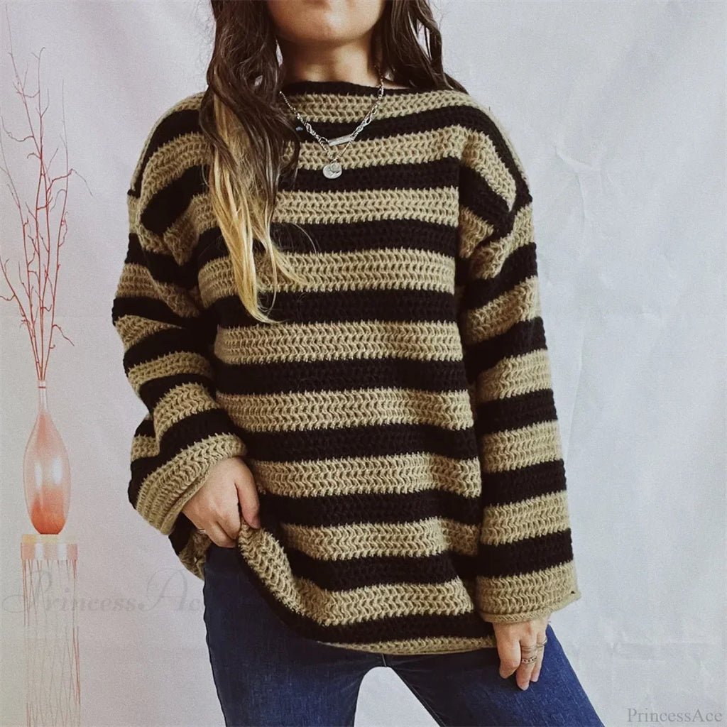 Korean Style Striped Oversized Sweater image 6