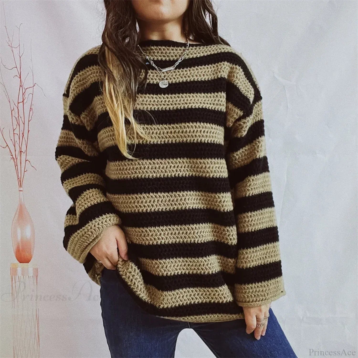 Korean Style Striped Oversized Sweater image 6