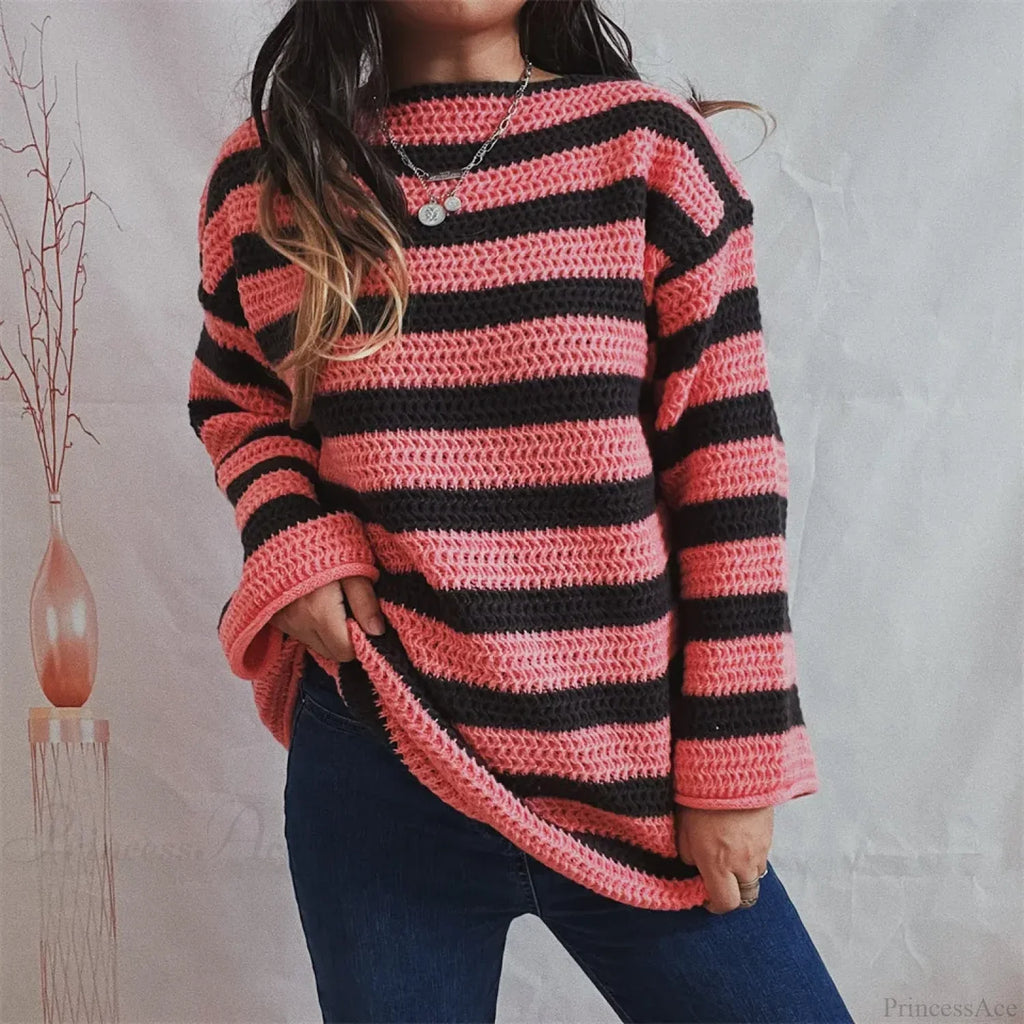 Korean Style Striped Oversized Sweater image 5