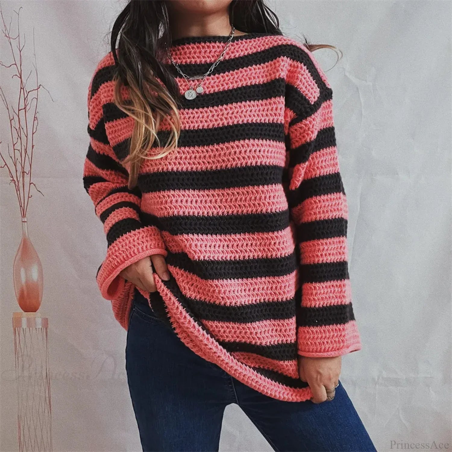 Korean Style Striped Oversized Sweater image 5