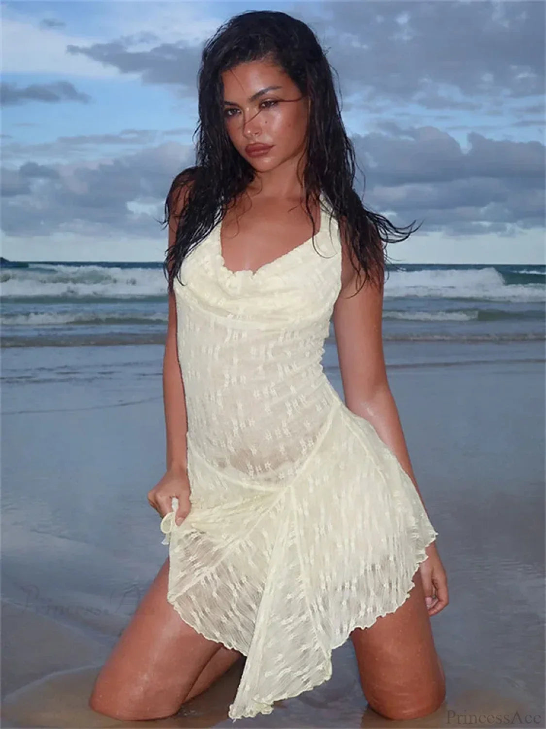 Lace Backless Printed Mini Dress image 3