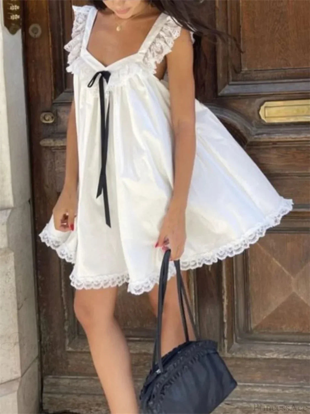 Lace Bowknot Embellished Mini Dress image 1