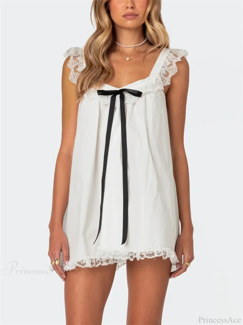 Lace Bowknot Embellished Mini Dress image 8