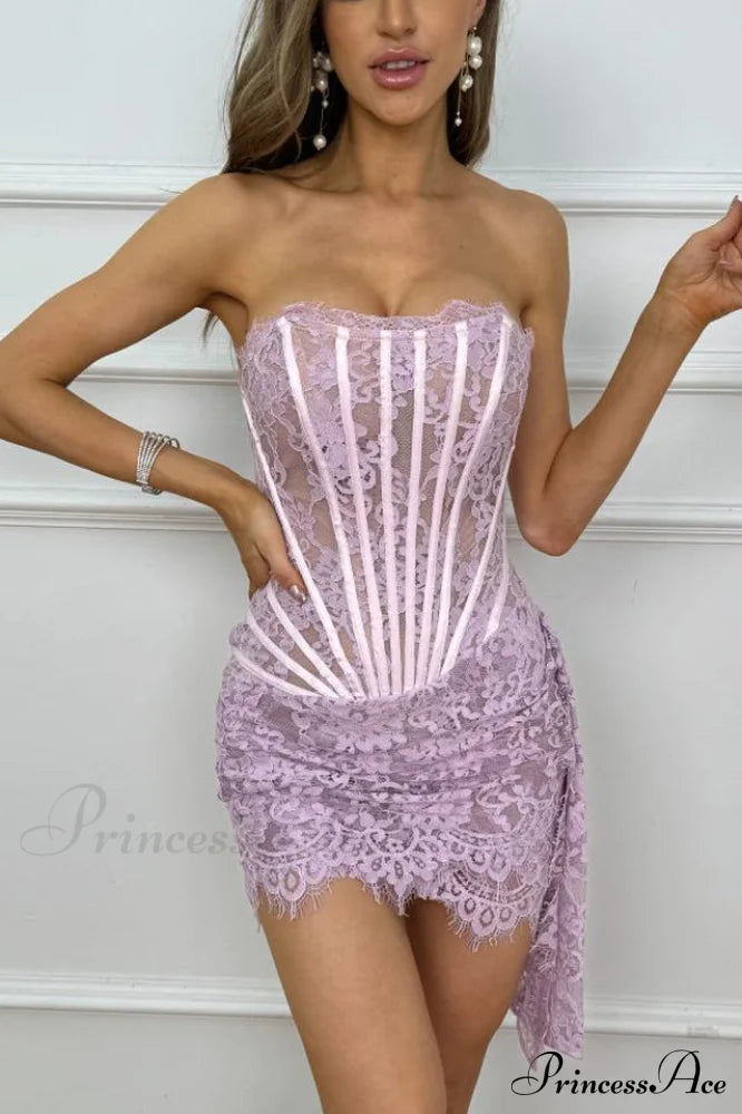 Lace Corset Stylish Draped Mini Dress image 9