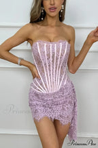 Lace Corset Stylish Draped Mini Dress image 9