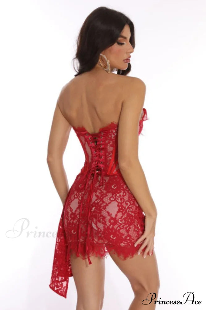 Lace Corset Stylish Draped Mini Dress image 2