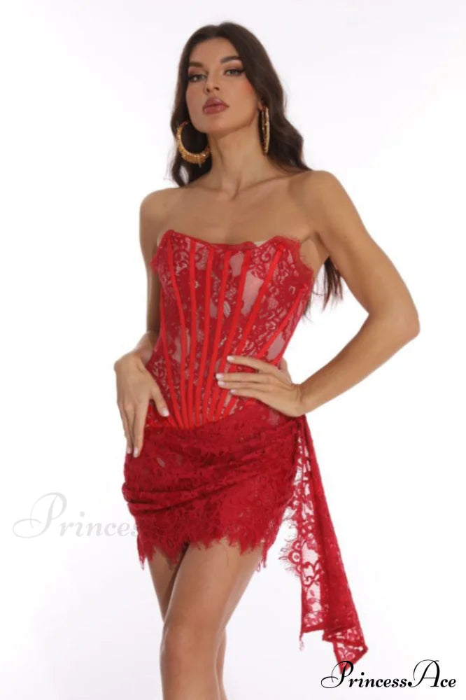 Lace Corset Stylish Draped Mini Dress image 5