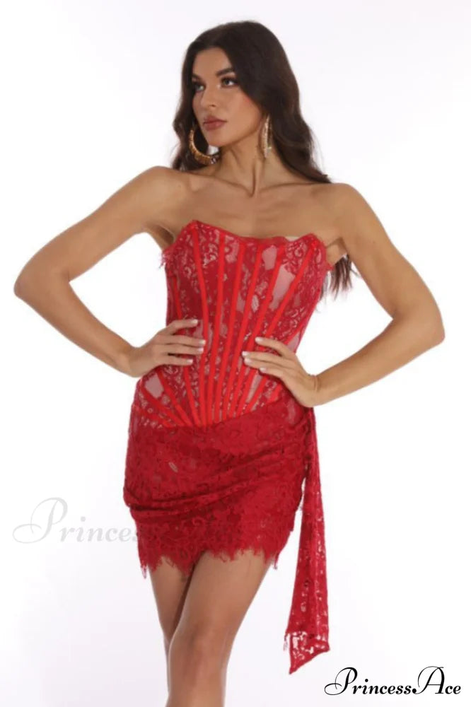 Lace Corset Stylish Draped Mini Dress image 4