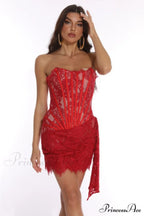 Lace Corset Stylish Draped Mini Dress image 3