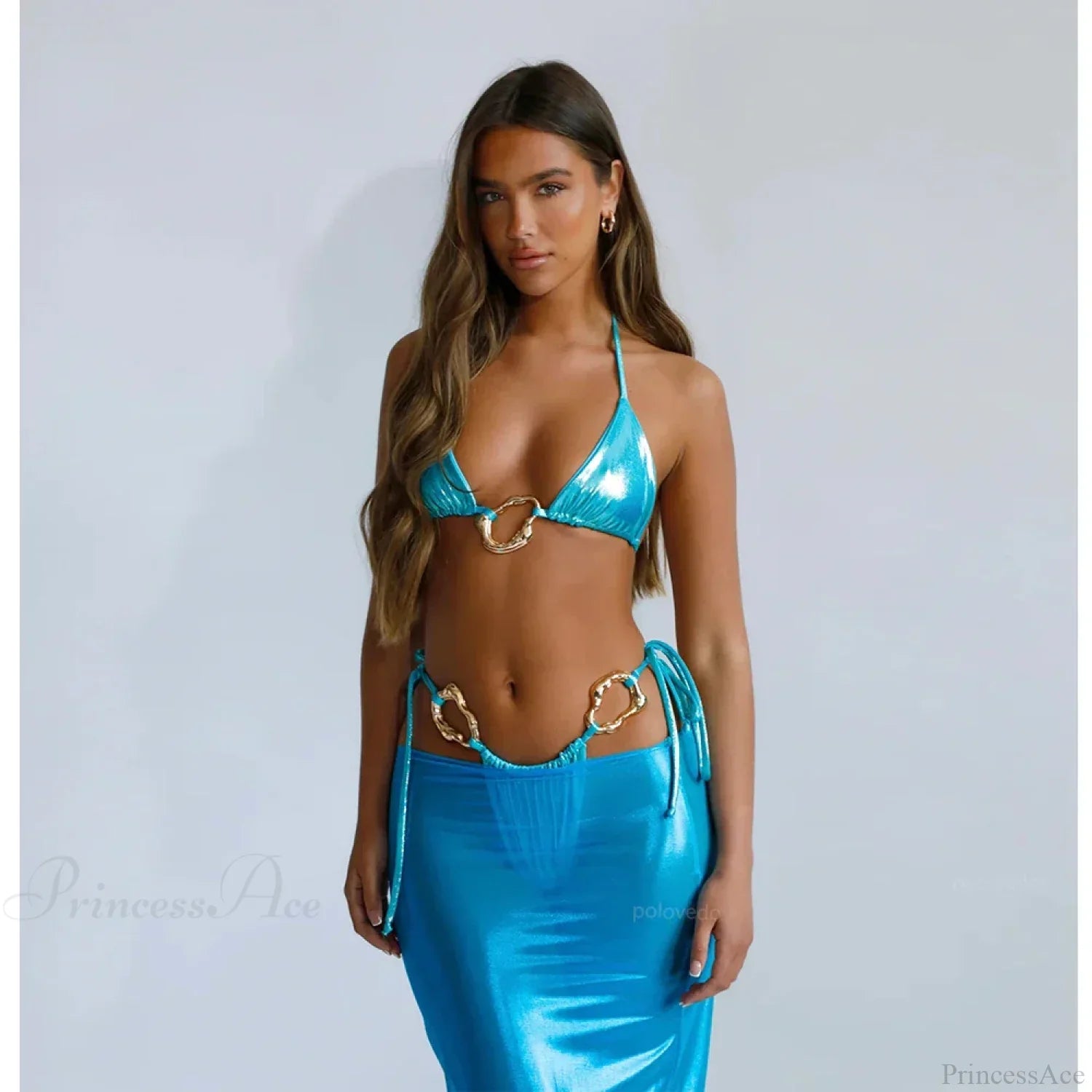 Lace Cover Maxi Dress Three Piece Swimsuit image 2