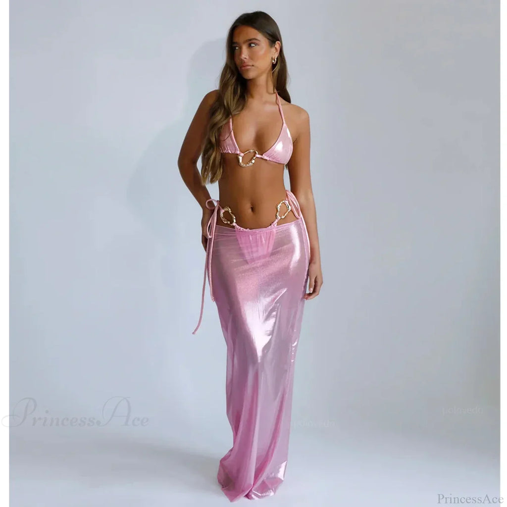 Lace Cover Maxi Dress Three Piece Swimsuit image 4