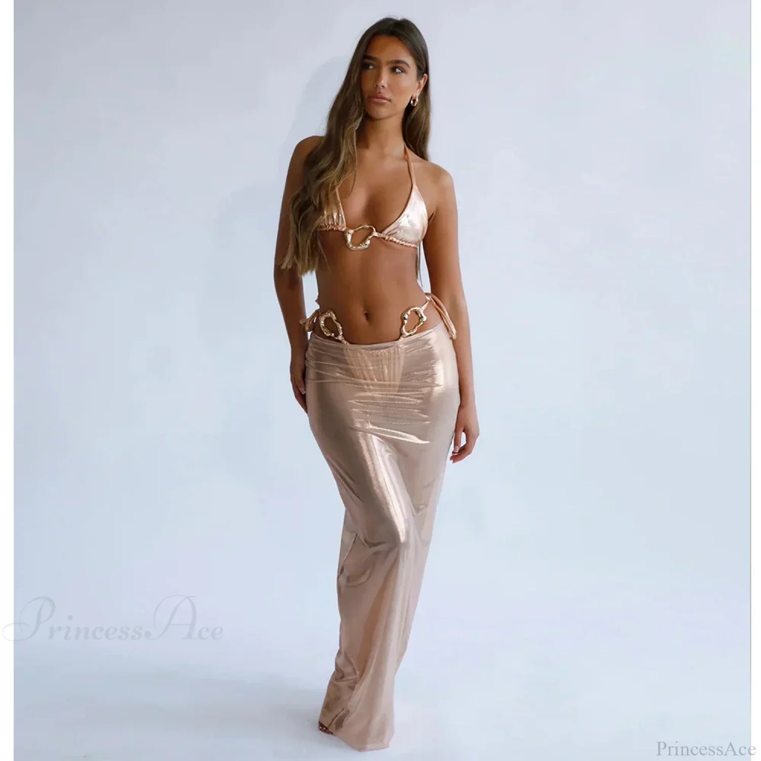 Lace Cover Maxi Dress Three Piece Swimsuit image 3
