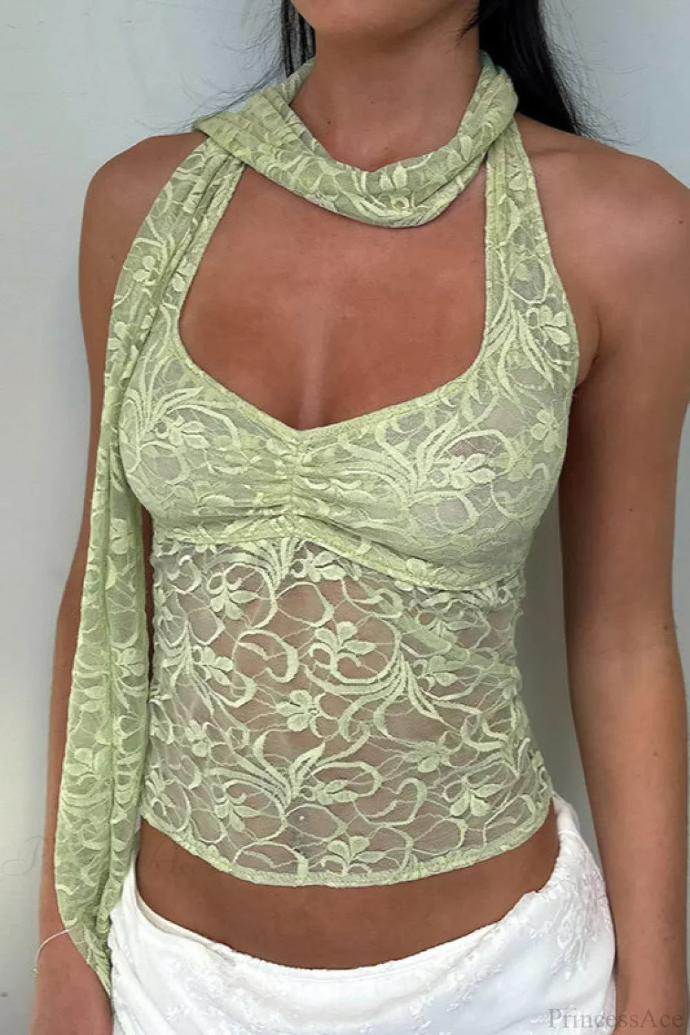 Lace Cowl Neck Halter Vacation Cami Top image 1