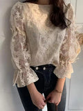 Lace Embroidery Puff Sleeve Blouse image 1