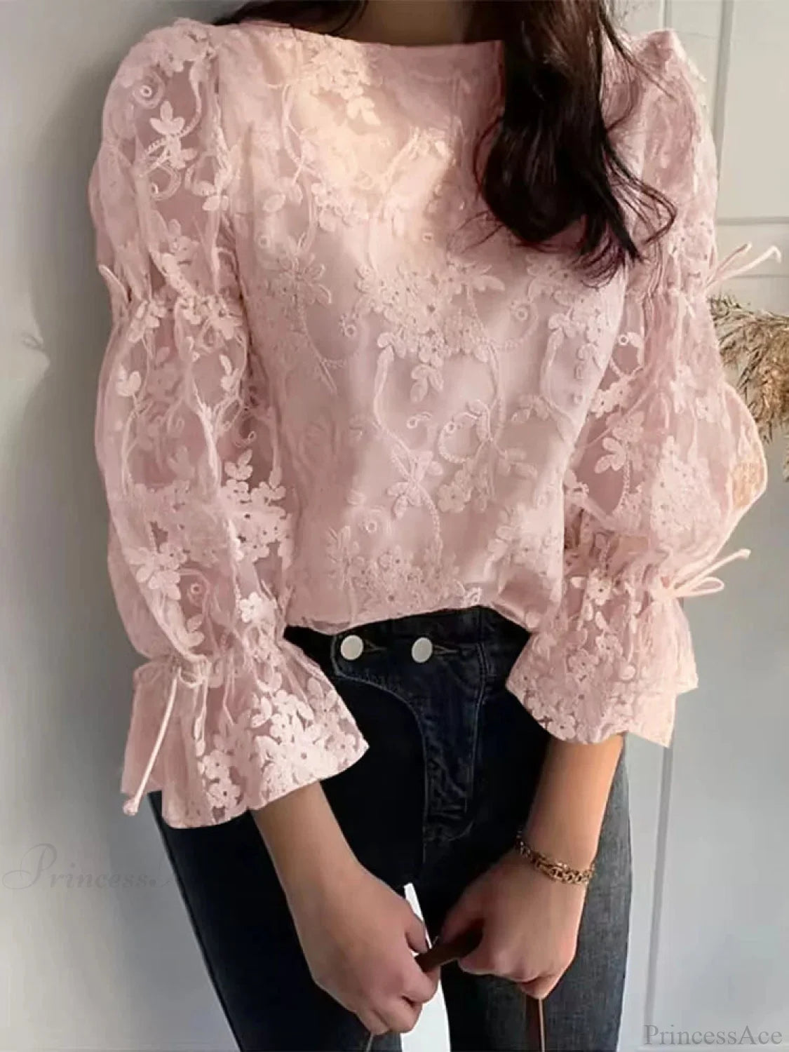 Lace Embroidery Puff Sleeve Blouse image 2