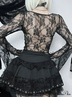 Lace Fairy Grunge V-neck See-Through Slim Fit Stylish Elegant Trendy Classic Crop Top image 4