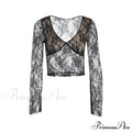 Lace Fairy Grunge V-neck See-Through Slim Fit Stylish Elegant Trendy Classic Crop Top image 6