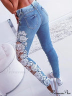 Lace Floral Crochet Hollow-Out Jeans image 2