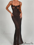 Lace Floral for Women Sexy Sleeveless Strap See Through Evening Cocktail Back Split Black Vestidos image 4