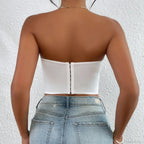 Lace Floral Korean Backless Fishbone Corset Top image 2