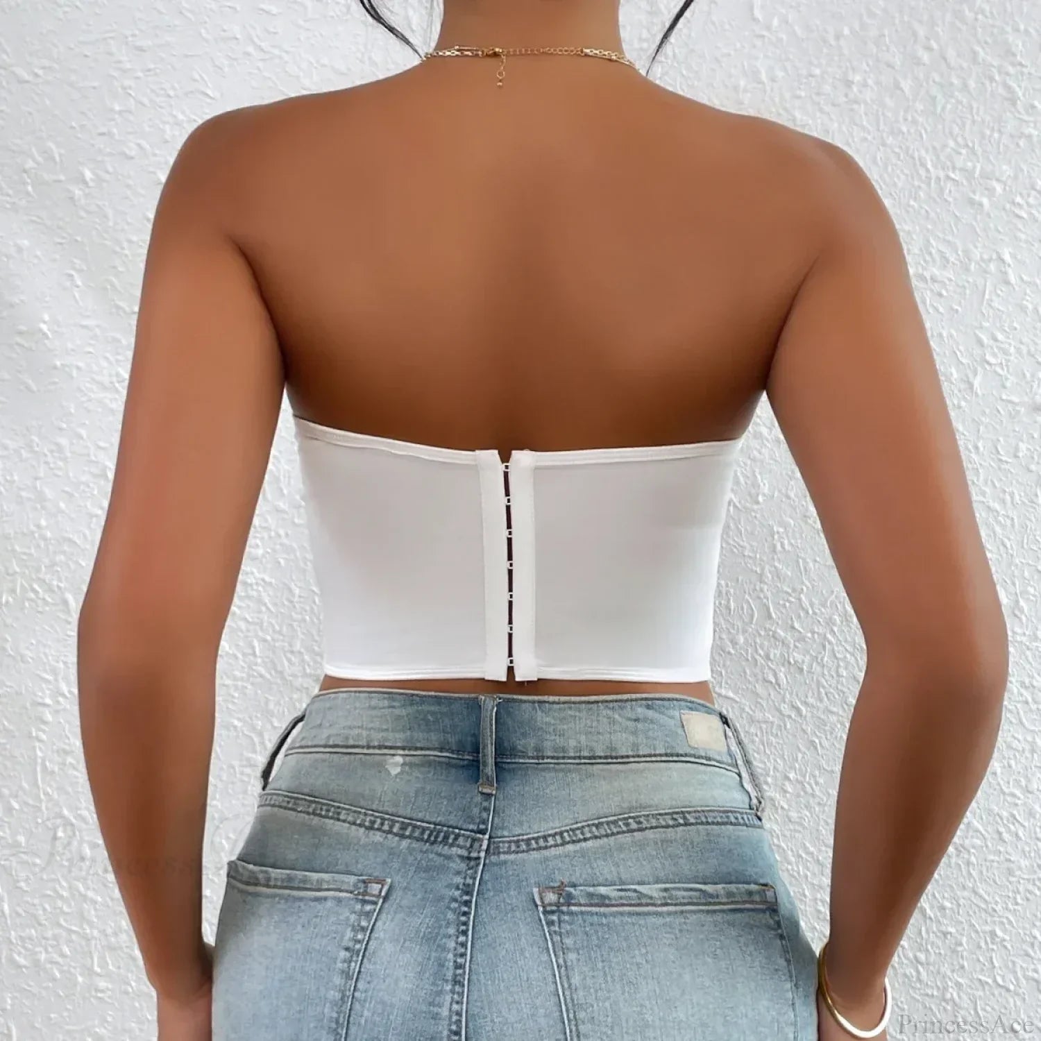 Lace Floral Korean Backless Fishbone Corset Top image 2