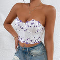 Lace Floral Korean Backless Fishbone Corset Top image 1