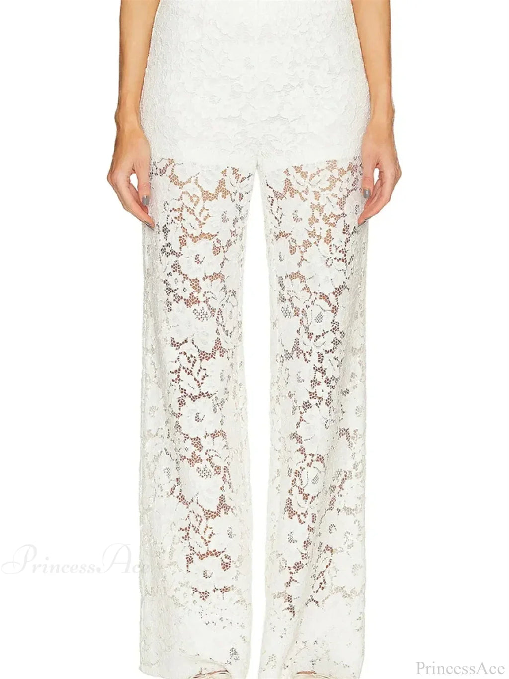 Lace Floral Loose Wide Leg See-Through Mesh Pant image 2