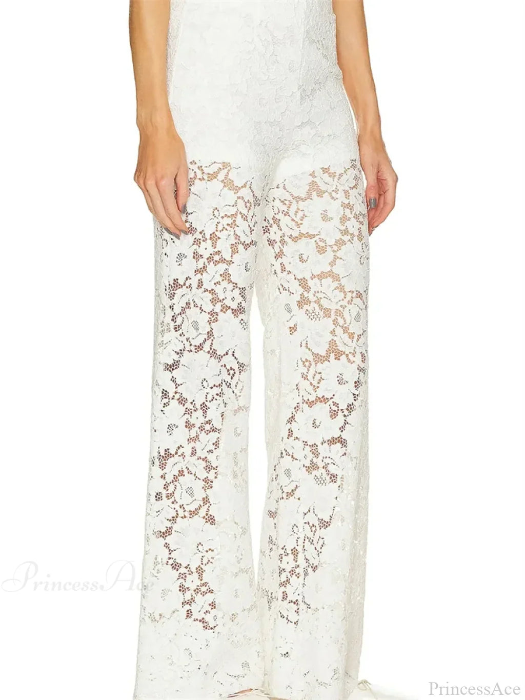 Lace Floral Loose Wide Leg See-Through Mesh Pant image 3