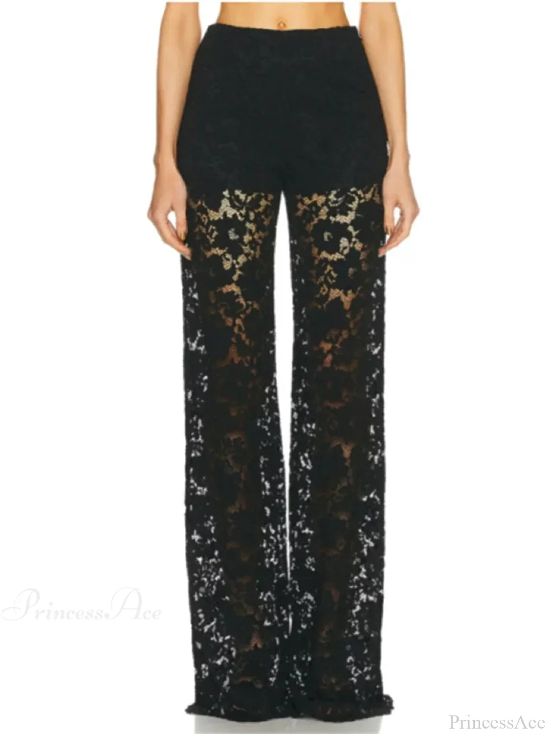 Lace Floral Loose Wide Leg See-Through Mesh Pant image 5