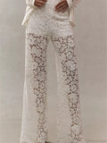 Lace Floral Loose Wide Leg See-Through Mesh Pant image 1