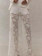 Lace Floral Loose Wide Leg See-Through Mesh Pant image 1