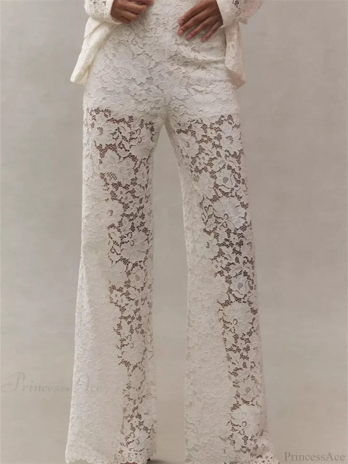 Lace Floral Loose Wide Leg See-Through Mesh Pant image 1