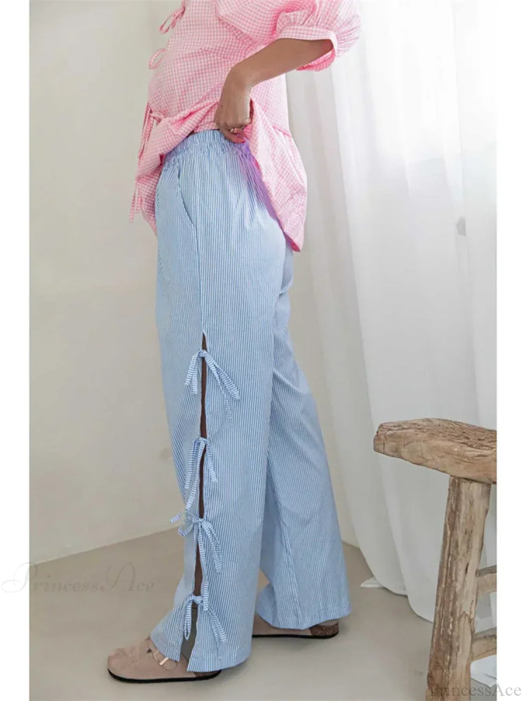 Lace Floral See-Through Elastic Waist Wide Leg Pant image 3