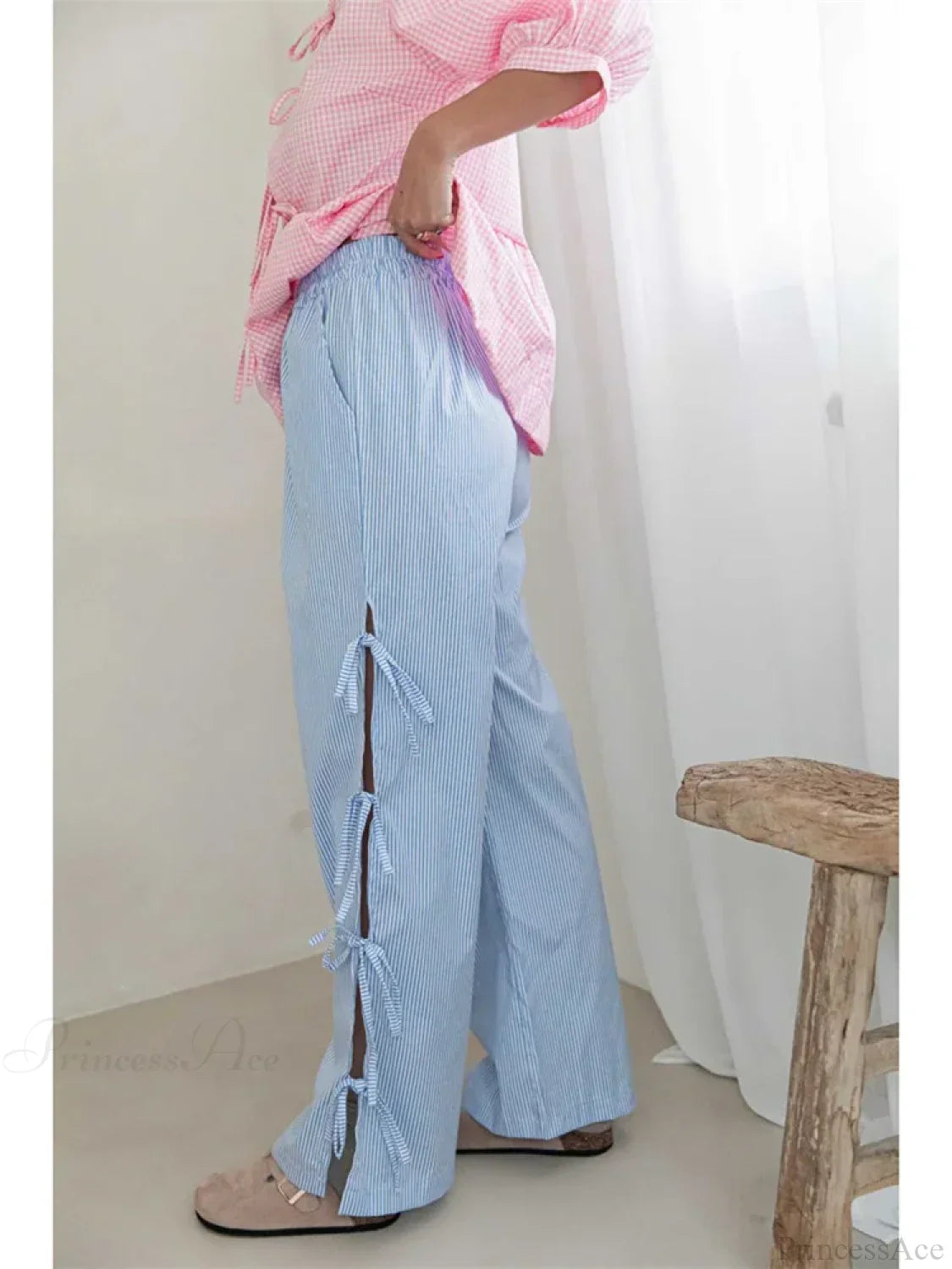 Lace Floral See-Through Elastic Waist Wide Leg Pant image 3