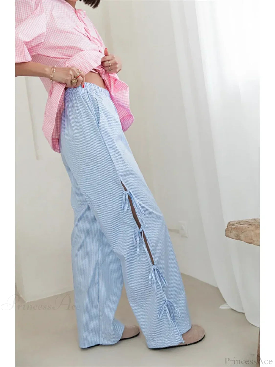 Lace Floral See-Through Elastic Waist Wide Leg Pant image 2