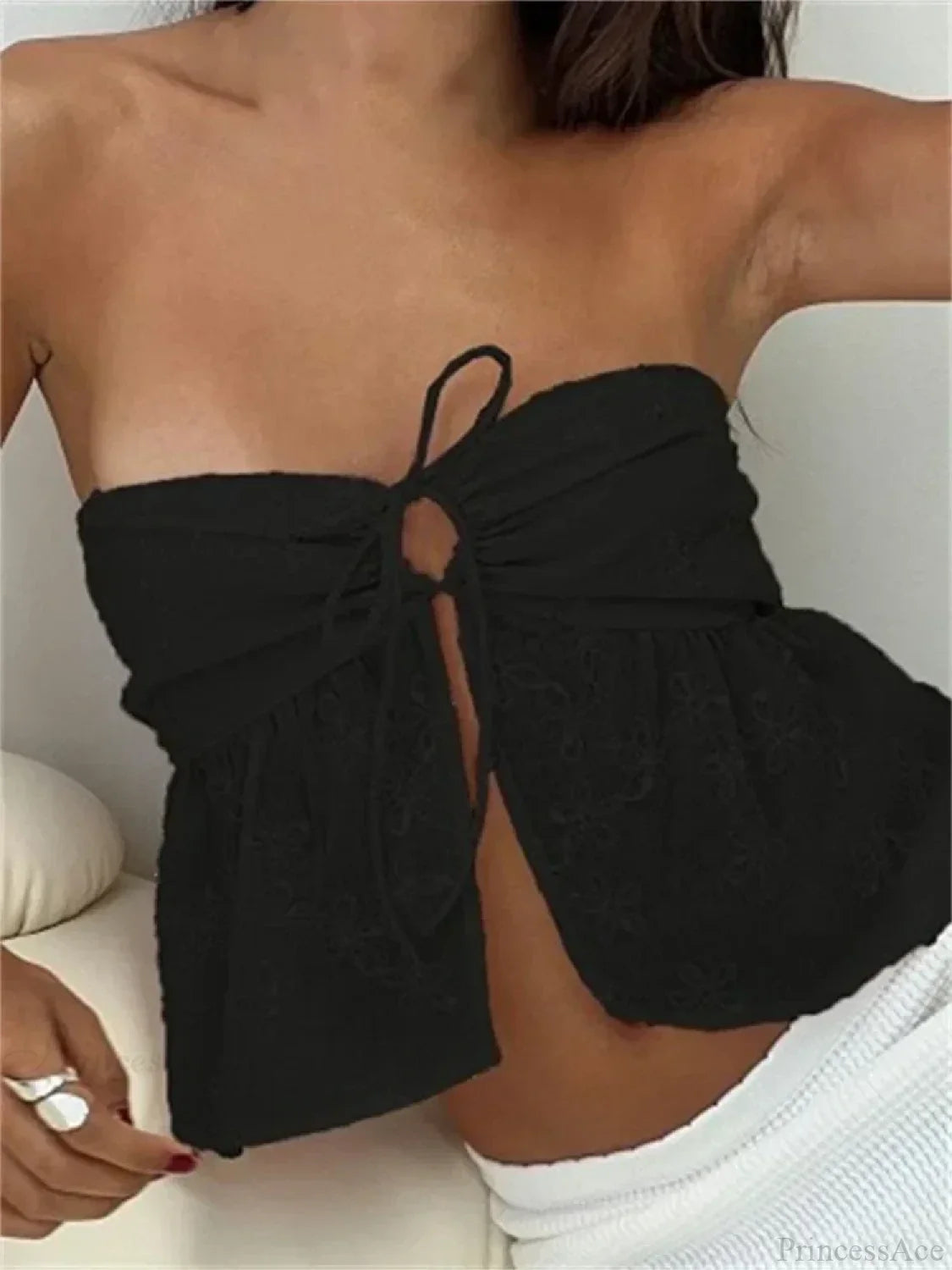 Lace Flower Patchwork Crop Top image 5