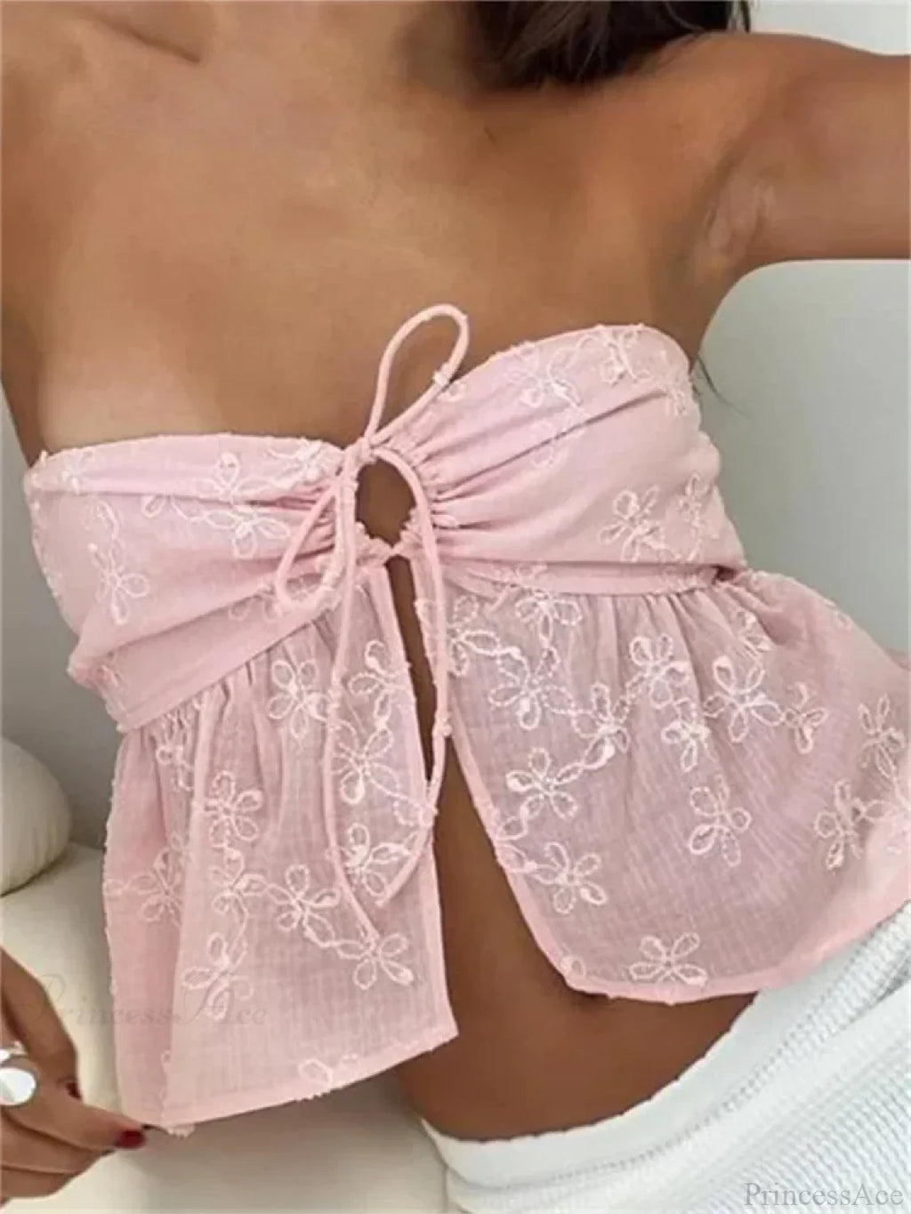 Lace Flower Patchwork Crop Top image 4