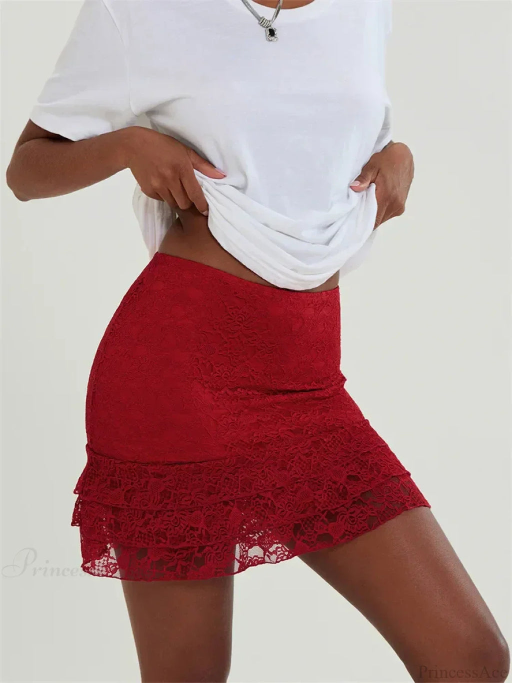 Lace Flower Sheer Ruffles Skirt image 2