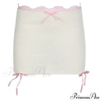 Lace Knitted Bow Fairycore Graceful Balletcore Micro Mini Skirt image 3