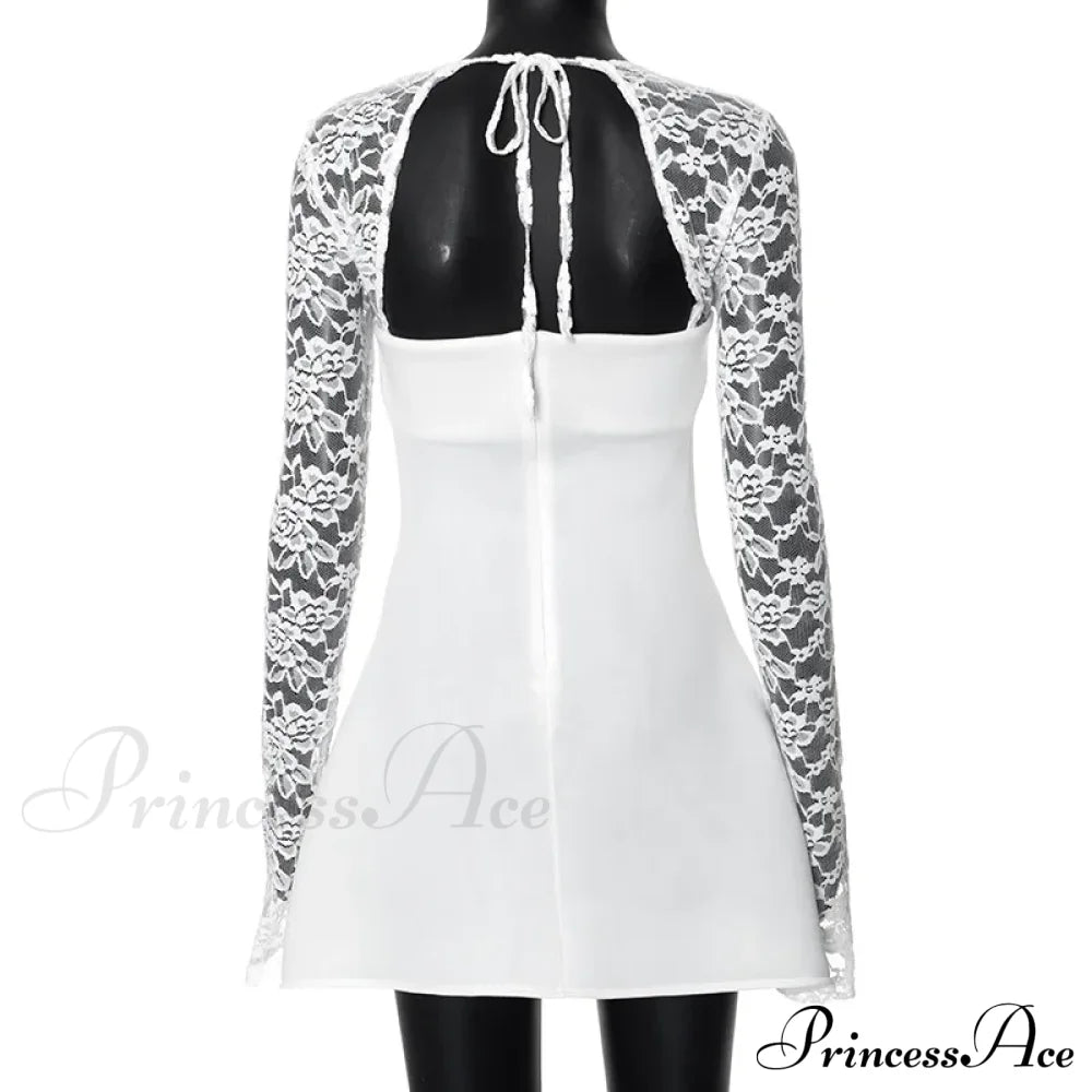 Lace Long Stylish Sleeve Mini Dress image 11